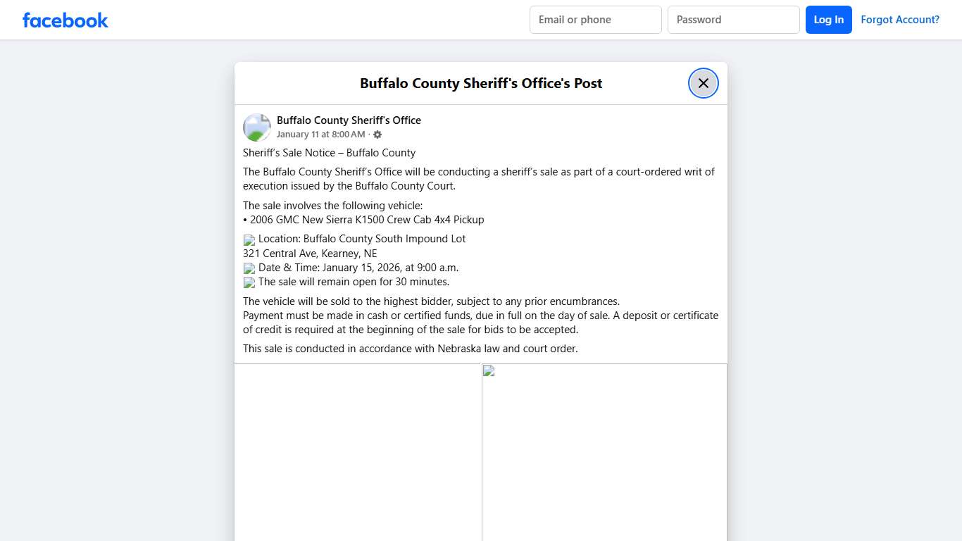 Sheriff’s Sale Notice –... - Buffalo County Sheriff's Office | Facebook